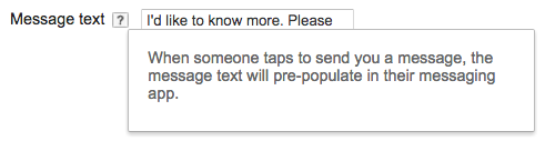 message extension pre-populated question