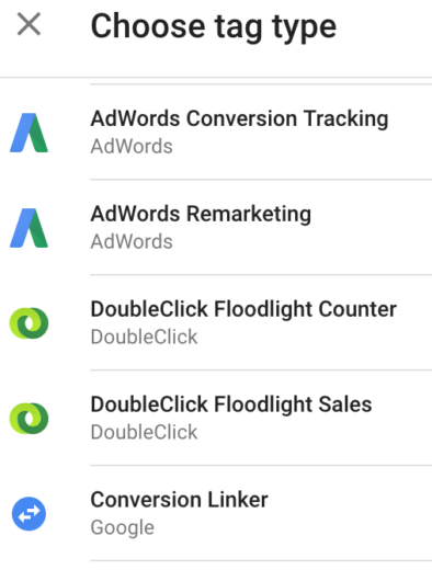 Google Tag Manager Tag Type