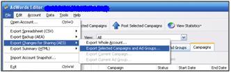 AdWords Editor Share Changes