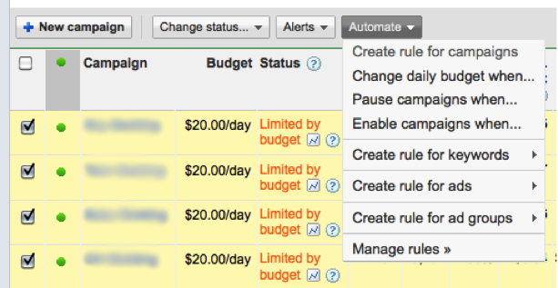 Automate Adwords Campaign Rules