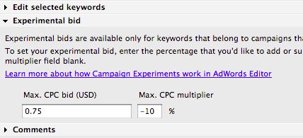 AdWords Campaign Experiments Keyword Changes In Desktop Editor