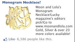 Monogram Necklace Facebook Ad