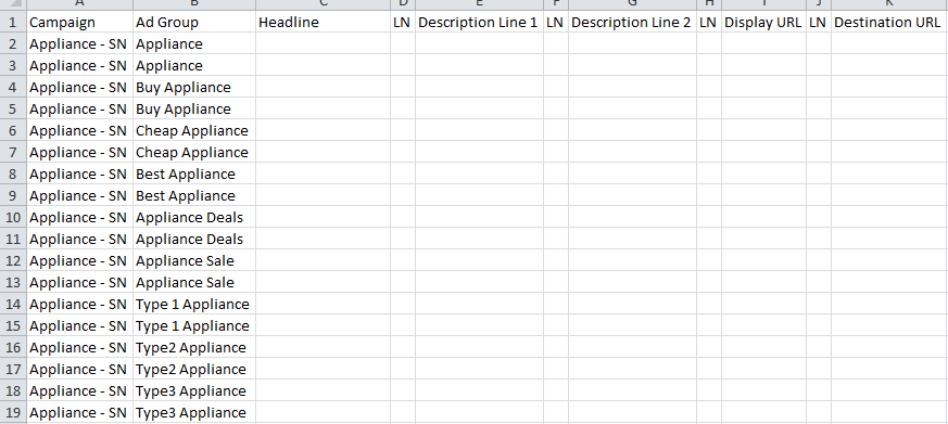 Empty Ad Template In Excel