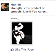 Facebook ad showing a fat man with a skinny man climbing silhouetted