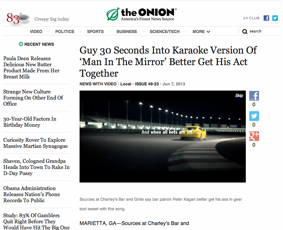 A news story on The Onion website