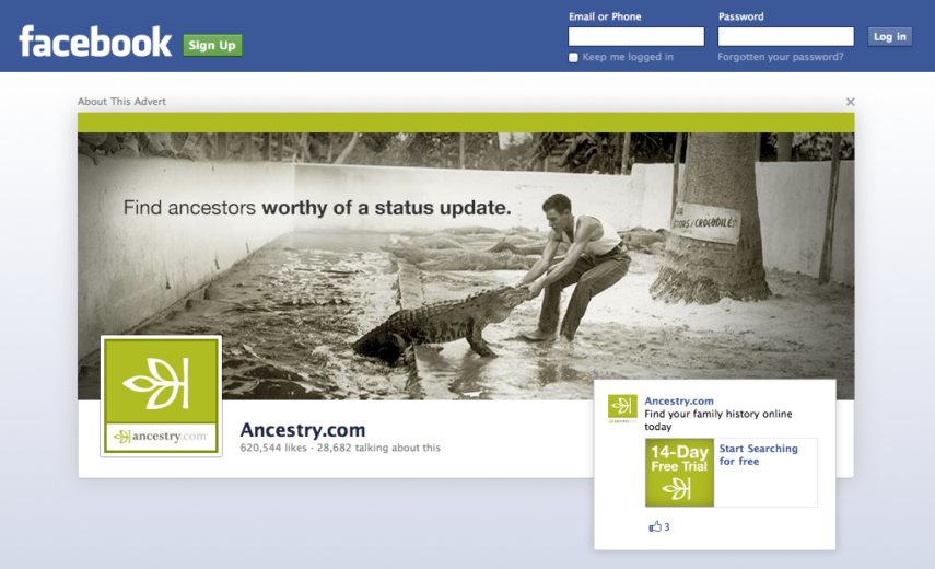 Ancestry.com's Facebook page