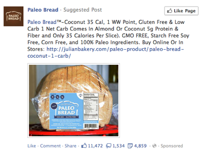 A Suggested Facebook post for Paleo Bread