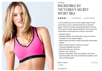 The website landing page for the Victoria's Secret ad