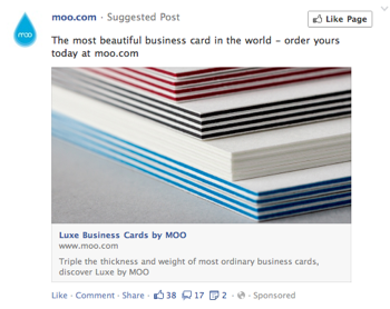 A facebook ad for moo.com