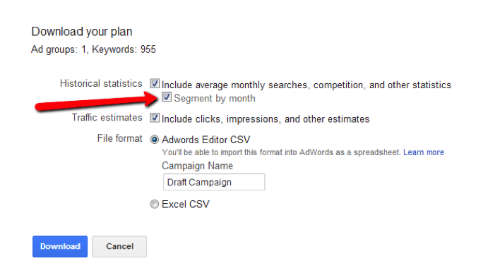 how to download data from google keyword planner