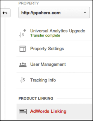 Where advertisers link AdWords accounts to Google Analytics