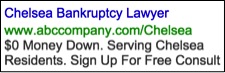 Image of Chelsea bankruptcy lawyer ad