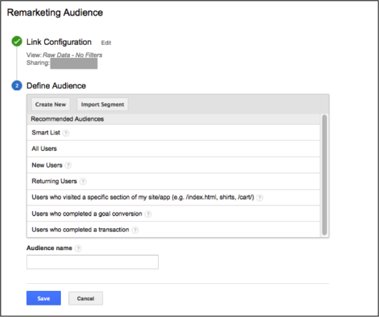 Remarketing List Setup Google Analytics