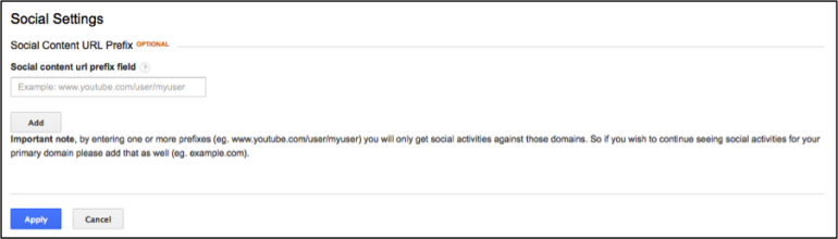 Example of Social Settings in Google Analytics