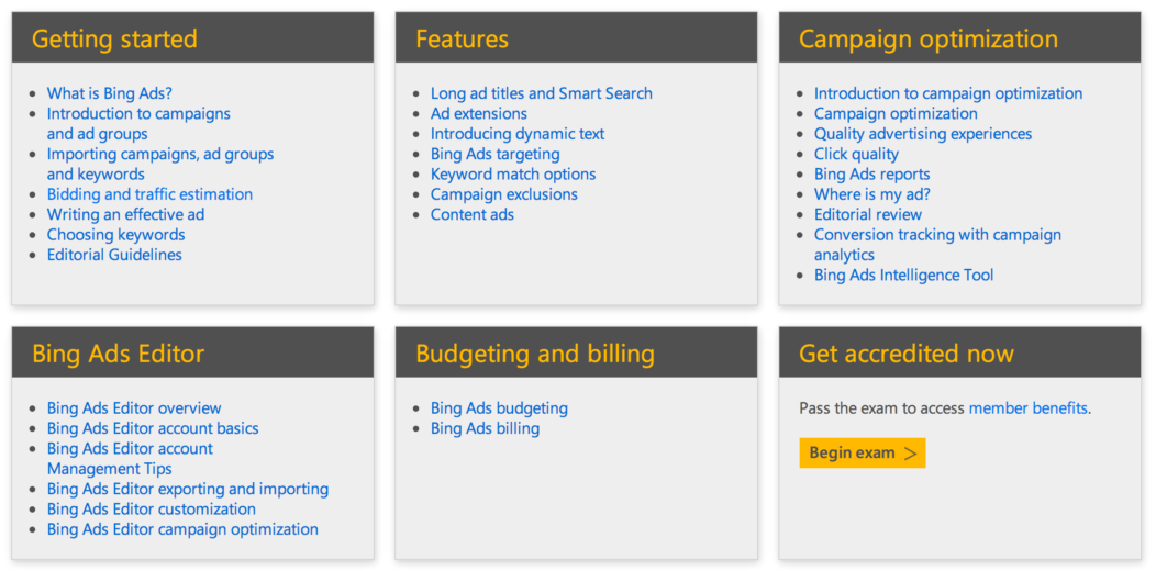 Bing Course Listing