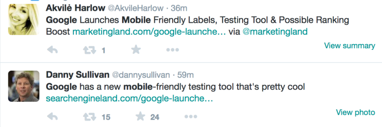 Google Mobile Tweets