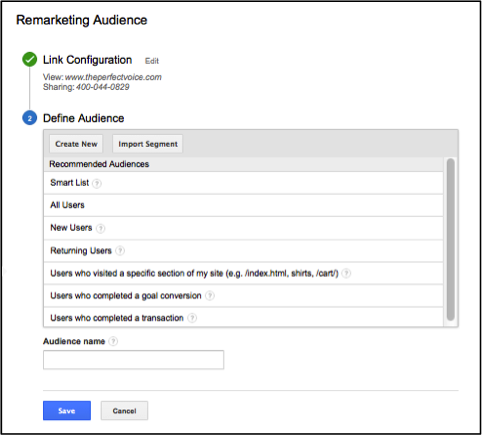 Remarketing Audiance Google Analytics