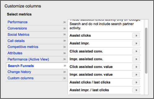 Adwords Search Funnel Columns