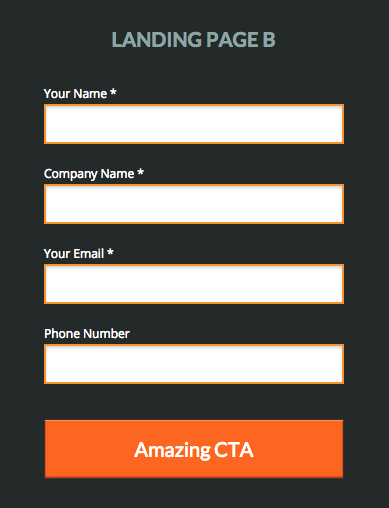 landing page form example for ppc