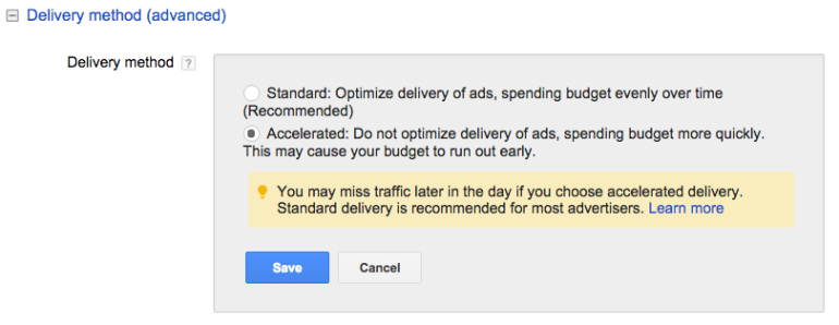 adwords standard or accelerated bidding