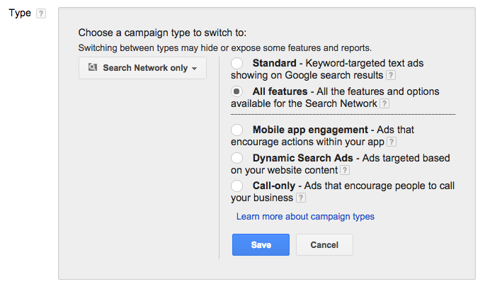 adwords settings all features