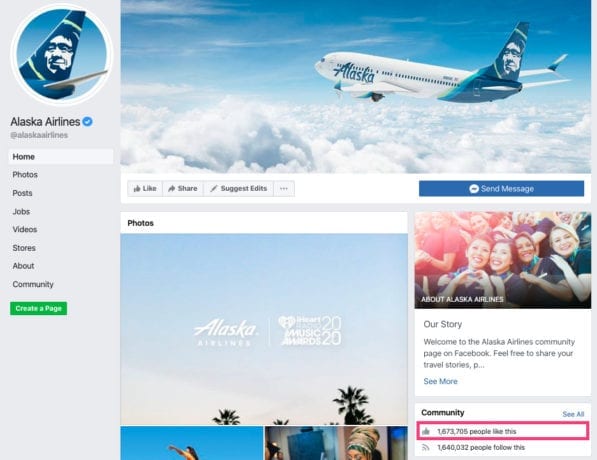 Alaska Airlines Facebook Fans