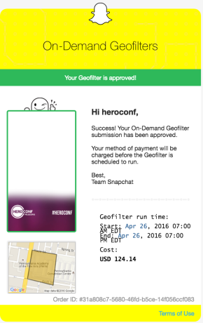 Snapchat Geofilter is Approved Image