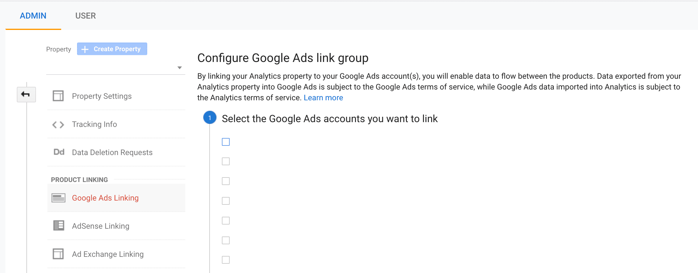 Google Ads Account Link in Google Analytics Setup