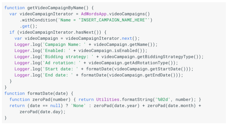 An AdWords script for video