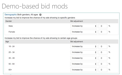 Demo-based bid modifiers