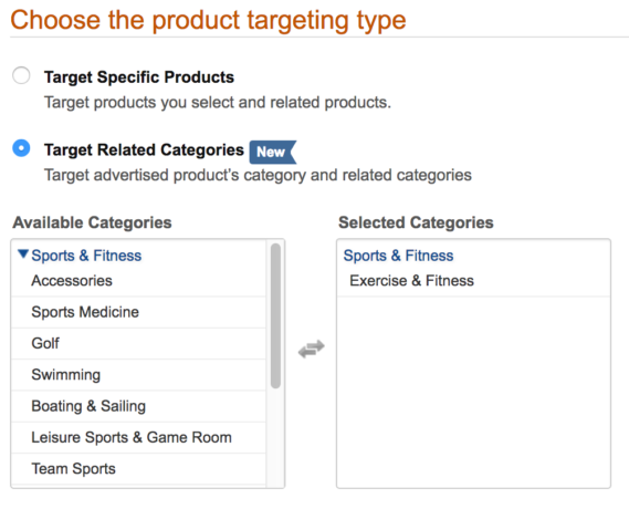 Choose the product targeting type