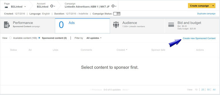 How to Create new Sponsored Content