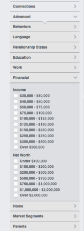 Income targeting in Facebook