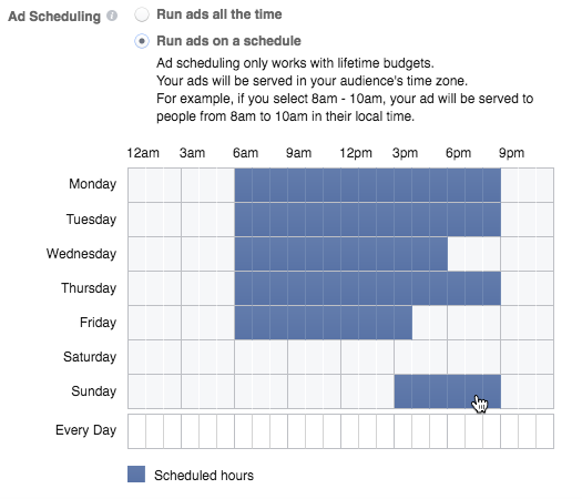 Facebook ad set scheduling rules