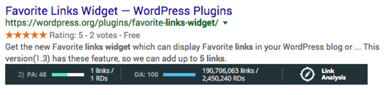 Favorite links widget WordPress plugin