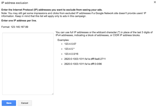 IP address exclusions