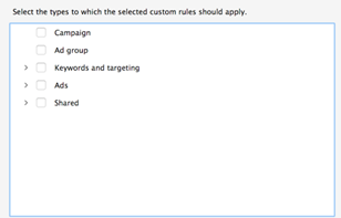 Custom rule criteria