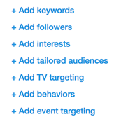 Available targeting options for Twitter ads