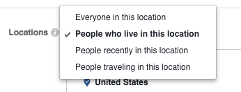 Location Options in Facebook Interface