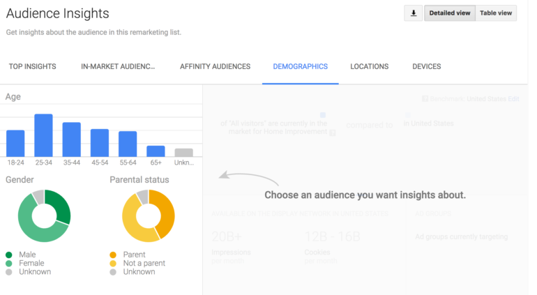 Audience Insights data from an AdWords remarketing list