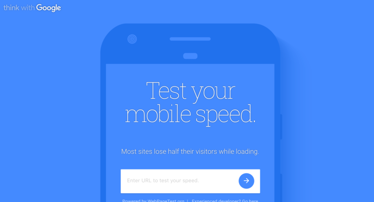 Google's Test My Site tool for testing mobile website speed