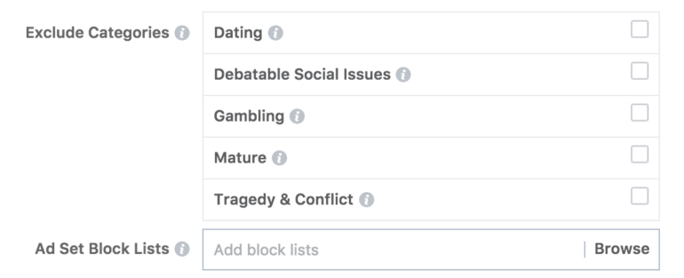 Exclusion topics on Facebook