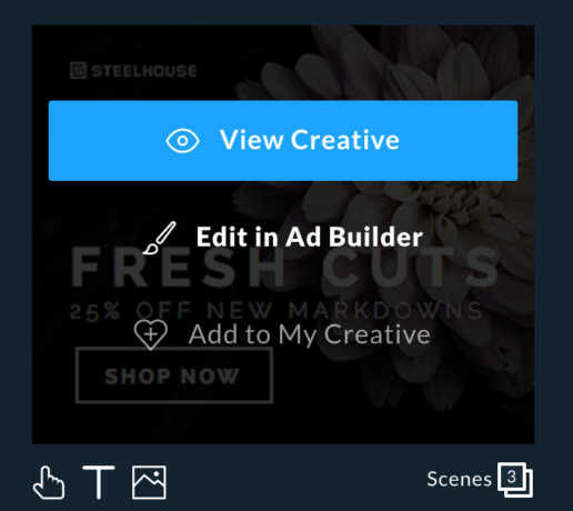 Edit in ad builder option selected
