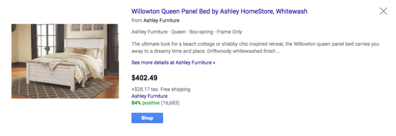 Ashley Furniture shopping feed example