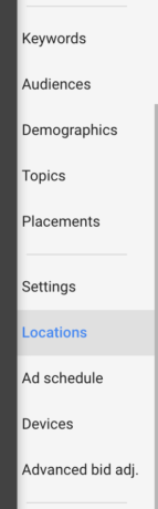 Locations tab in AdWords Interface