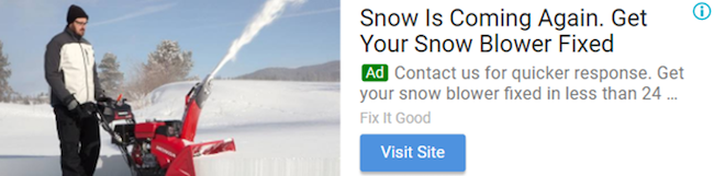 Snow blower ad