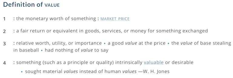 Merriam-Webster Definition of Value