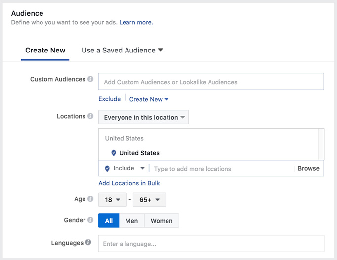 Facebook Ads Manager interface on desktop: potential reach for audience