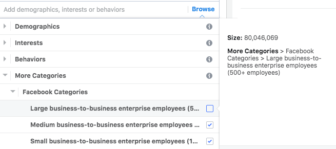 Facebook Targeting by Company Size