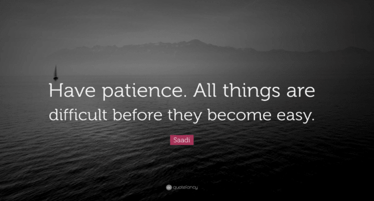 Quote: Have patience. All things are difficult before they become easy